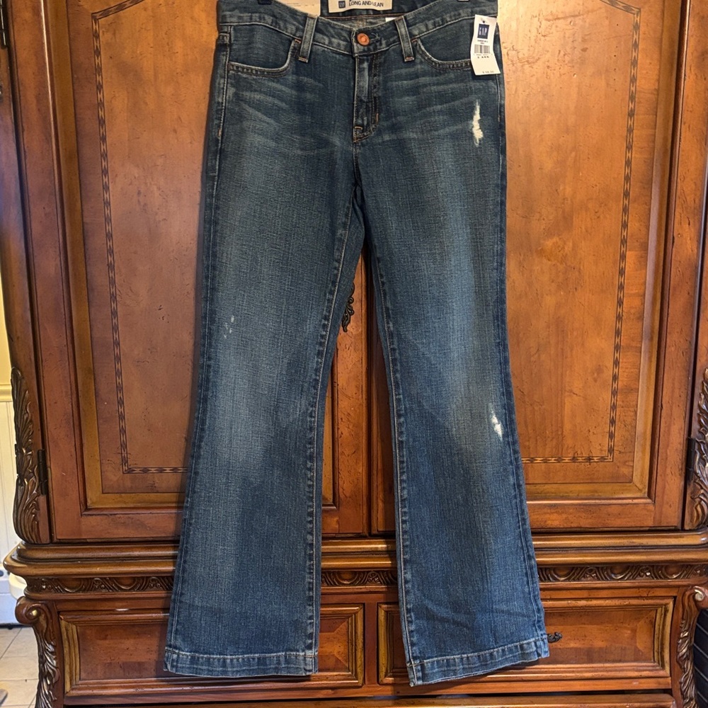 GAP Women's Distressed Flare Jeans - Dark Blue